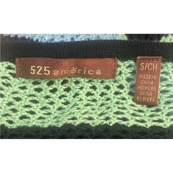 Women’s 525 America Blue Green Pullover Crochet Knit Top Size S - Picture 4 of 4